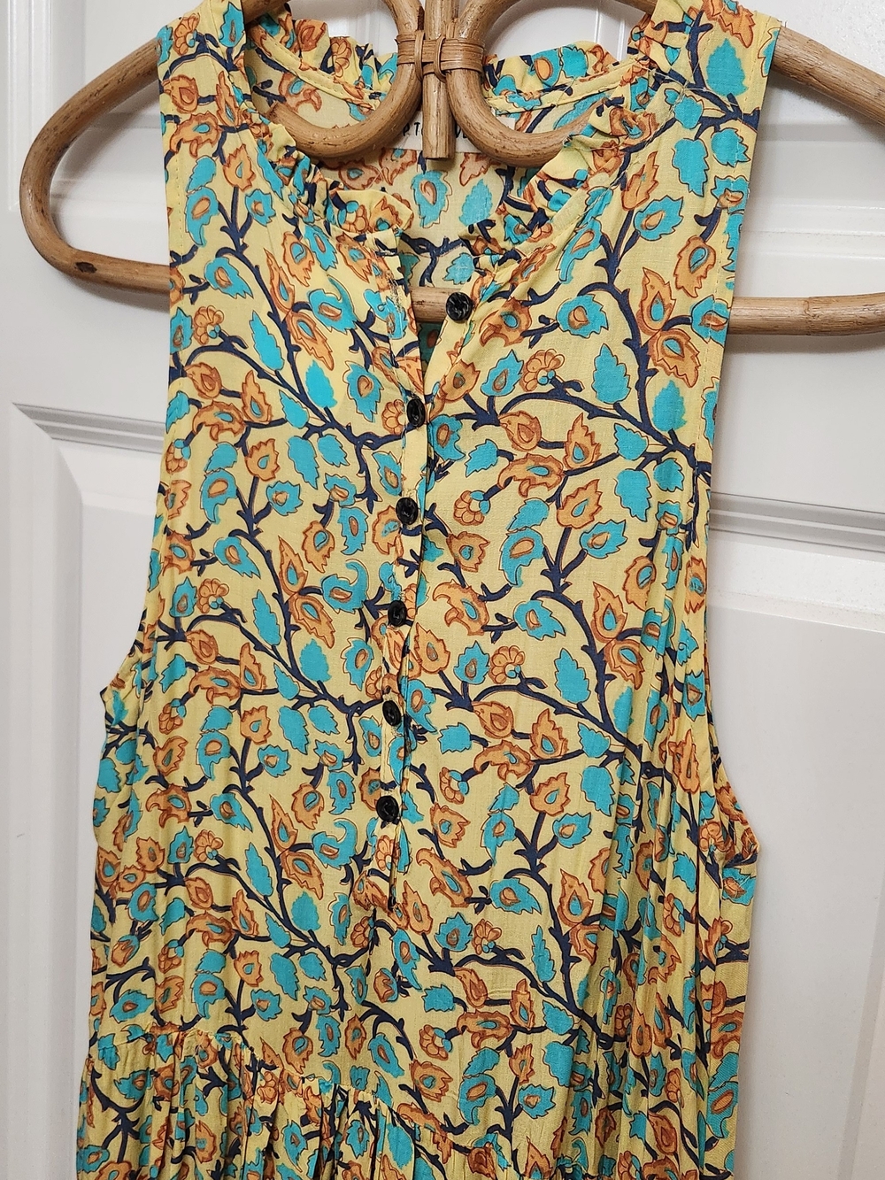 Sleeveless Floral Maxi Dress in Teal and Rust - Picture 6 of 14